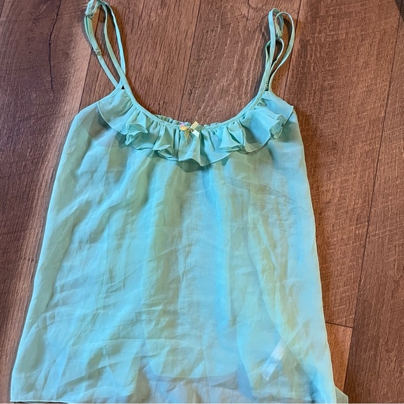 Betsey Johnson Flirty Green Y2K Coquette Lingerie Slip Top Tank UUU - Picture 1 of 3